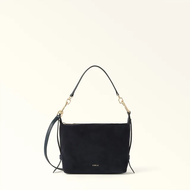 Furla Tonie: как носить мягкую сумку-хобо в городском гардеробе: Furla Tonie: замшевая сумка Mediterraneo, реальный каталожный ракурс 6