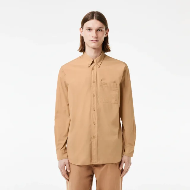 Мужские рубашки Lacoste: как выбрать посадку для города, работы и выходного дня: Мужская рубашка Lacoste из хлопка, реальный каталожный ракурс 1