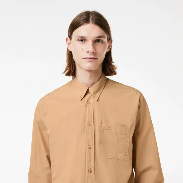 Мужские рубашки Lacoste: как выбрать посадку для города, работы и выходного дня: Мужская рубашка Lacoste из хлопка, реальный каталожный ракурс 3