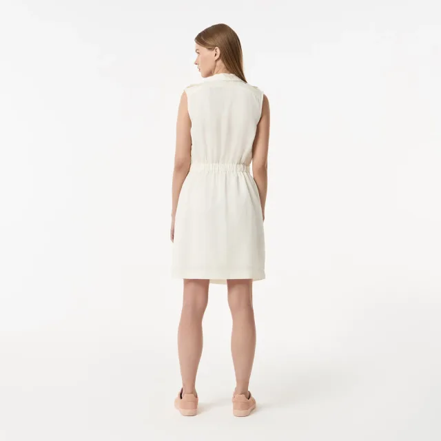 Платье-поло Lacoste: как выбрать силуэт для тёплого городского дня: Lacoste: женское платье из льняной смеси, реальный каталожный ракурс 4