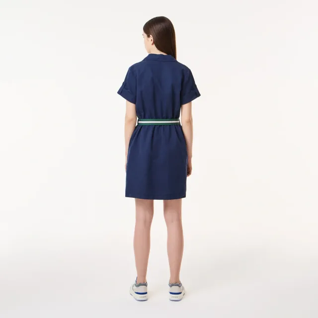 Платье-поло Lacoste: как выбрать силуэт для тёплого городского дня: Lacoste: лёгкое женское платье с поясом, реальный каталожный ракурс 3