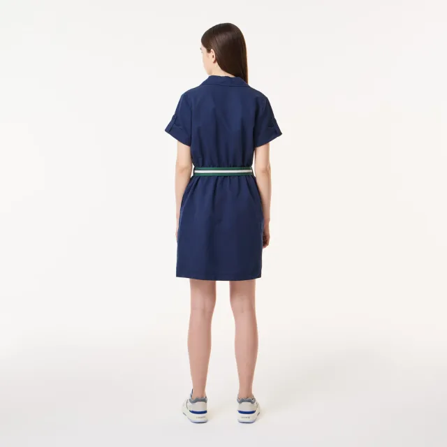 Платье-поло Lacoste: как выбрать силуэт для тёплого городского дня: Lacoste: лёгкое женское платье с поясом, реальный каталожный ракурс 4
