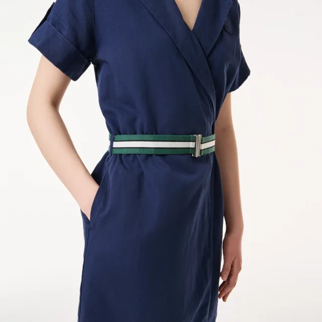 Платье-поло Lacoste: как выбрать силуэт для тёплого городского дня: Lacoste: лёгкое женское платье с поясом, реальный каталожный ракурс 8