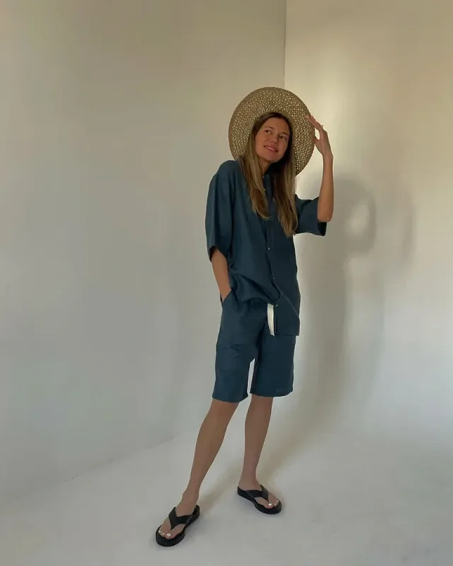 Свободный силуэт Country Textile: как работать с объёмом и пропорциями: Сет Унисекс с шортами, реальный каталожный ракурс 1