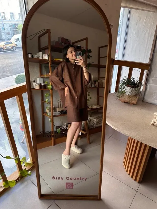Свободный силуэт Country Textile: как работать с объёмом и пропорциями: Сет Унисекс с шортами, реальный каталожный ракурс 6