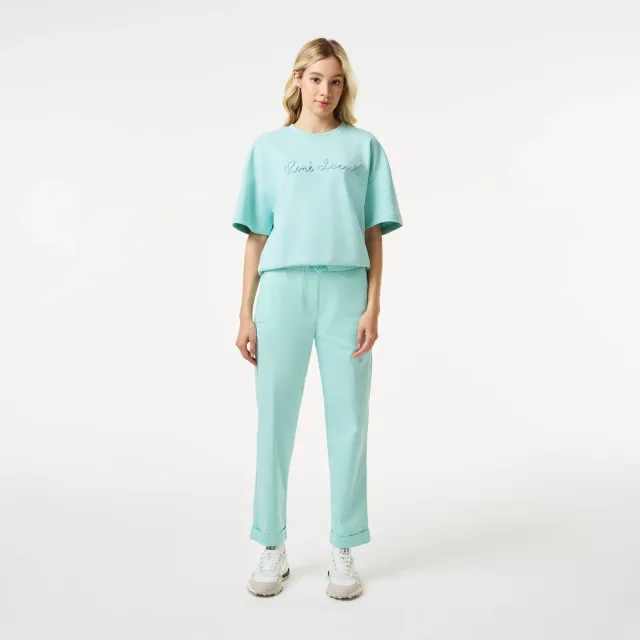 Женские брюки Lacoste: как выбрать посадку для движения весь день: Женские брюки Lacoste с регулируемым поясом, реальный каталожный ракурс 1