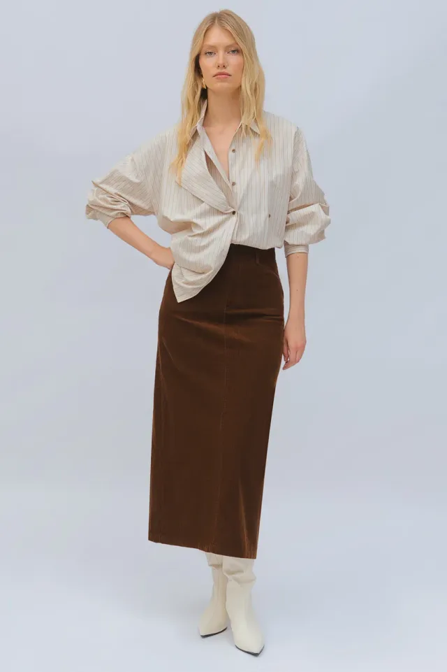 Коричневая вельветовая юбка Vittoria Vicci: каталожный ракурс 4
