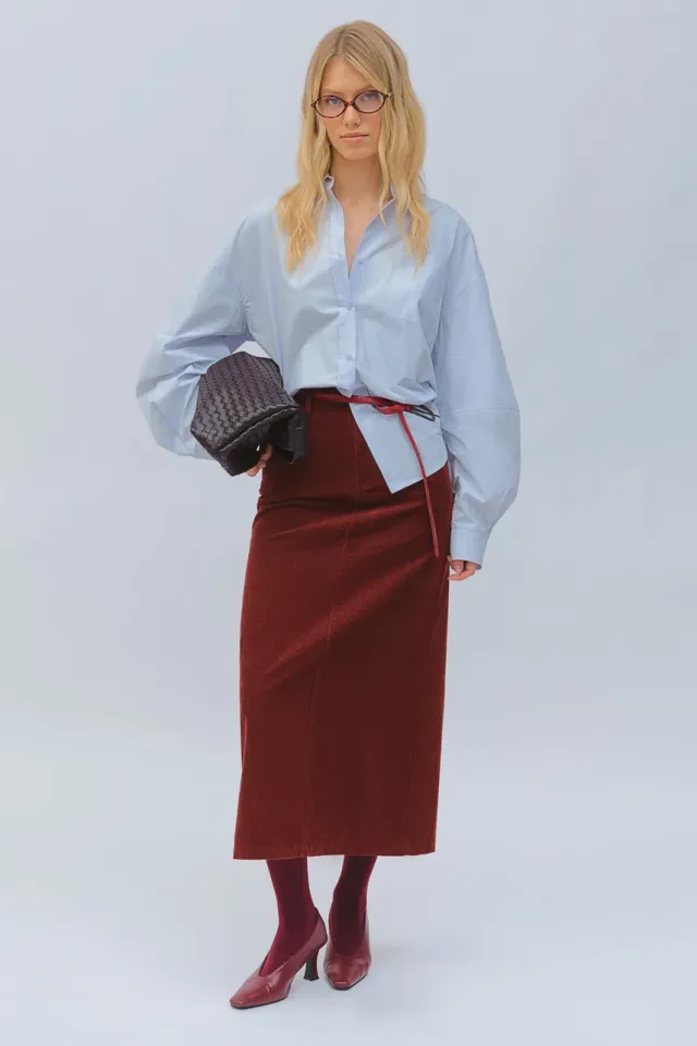 Бордовая вельветовая юбка Vittoria Vicci: каталожный ракурс 4